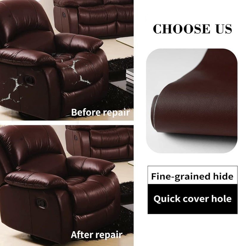 Lifeshoon Leather Repair Patch, 17X316 Inch Self Adhesive Leather Repair, Large Vinyl Patch Tape for Couches, Furniture, Car Seats, Cabinets, Wall, Handbags （Brown, 17X316 Inch） - Image 4